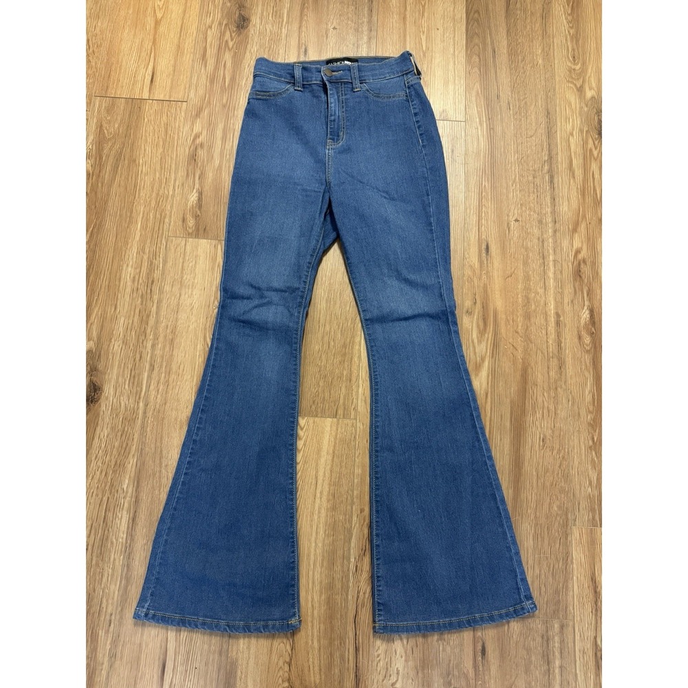 Fashion Nova Flare Jeans Womens 3 Medium Wash Excellent Bell Stretch